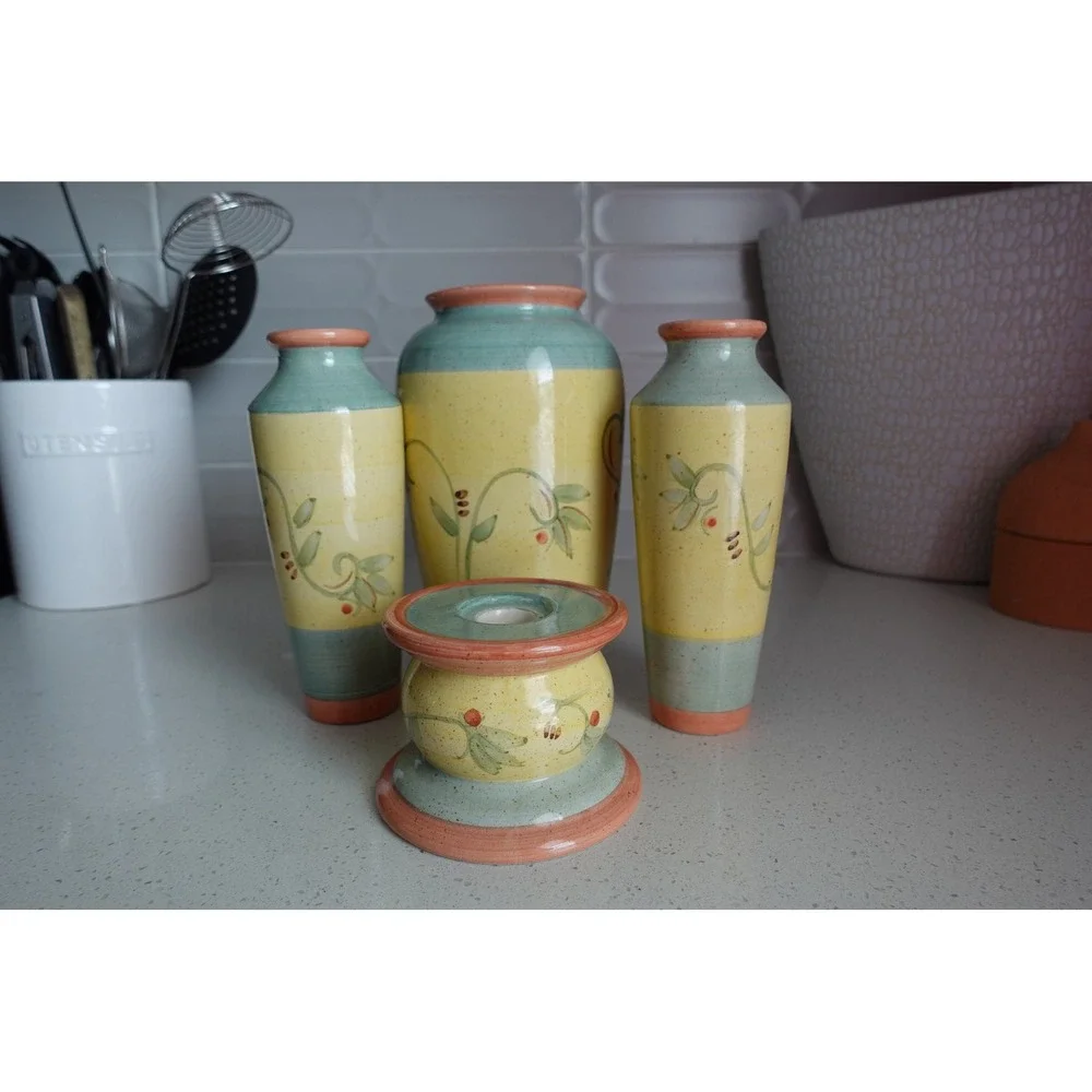 vintage‎ ceramic vases 70s retro style multi colors set of 4